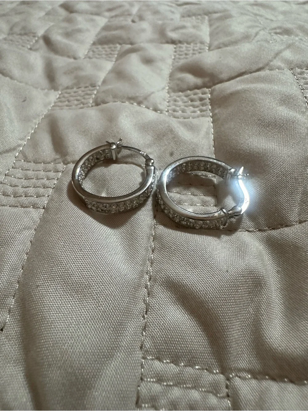 Silver Crystal Hoop Earrings - Elegant Sparkle